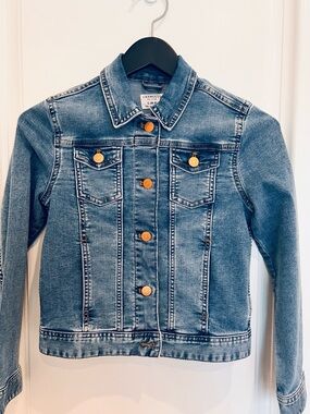Crewcuts Girls' Light Blue Denim Jean Jacket with Gold Buttons